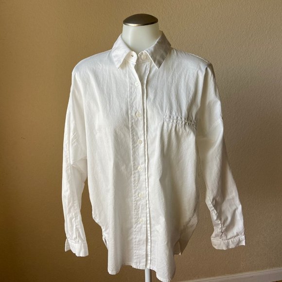 Me You Women Dolman Sleeves White Casual Button Front Shirt Sz: Small High Low - Picture 3 of 12
